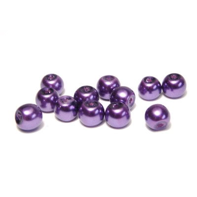 50x Runde Glaswachsperlen 6 mm - Violett