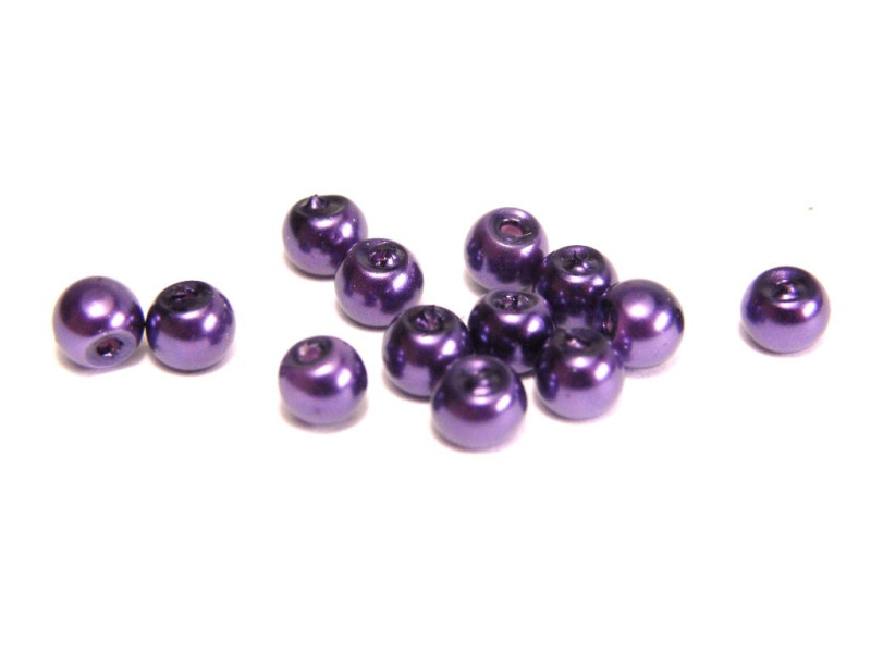 75x Runde Glaswachsperlen 4 mm - Violett