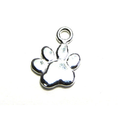 17 mm Large Solid Sterling Silver 925 Dog Paw Print - Cat Paw Print Charm Pendant - Hallmarked
