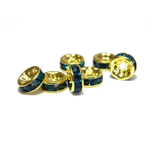 8 mm Gold plated Round A-Grade Rhinestone Spacers,... 8 mm Gold plated Round A-Grade Rhinestone Spacers,...