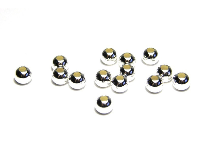 4 mm runde Sterlingsilber 925 Filler-Perlen - 10 Stück