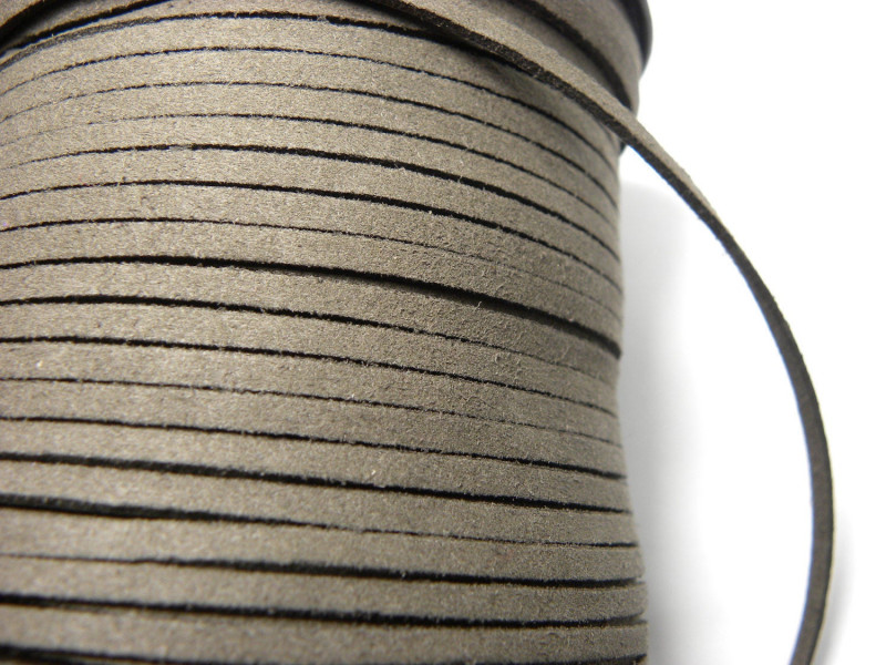 3m flaches Kunstlederband 3 mm - Taupefarben