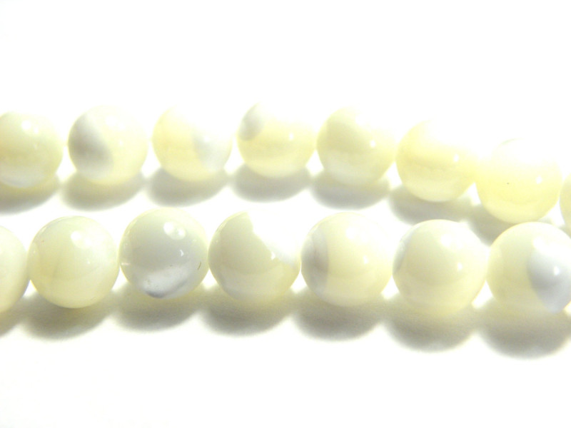 Mittelgroße runde Perlmutt-Perlen 6 mm - Weiß