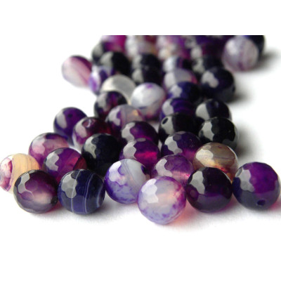 6 mm runde facettierte natürliche Madagaskar Achatperlen - Lila