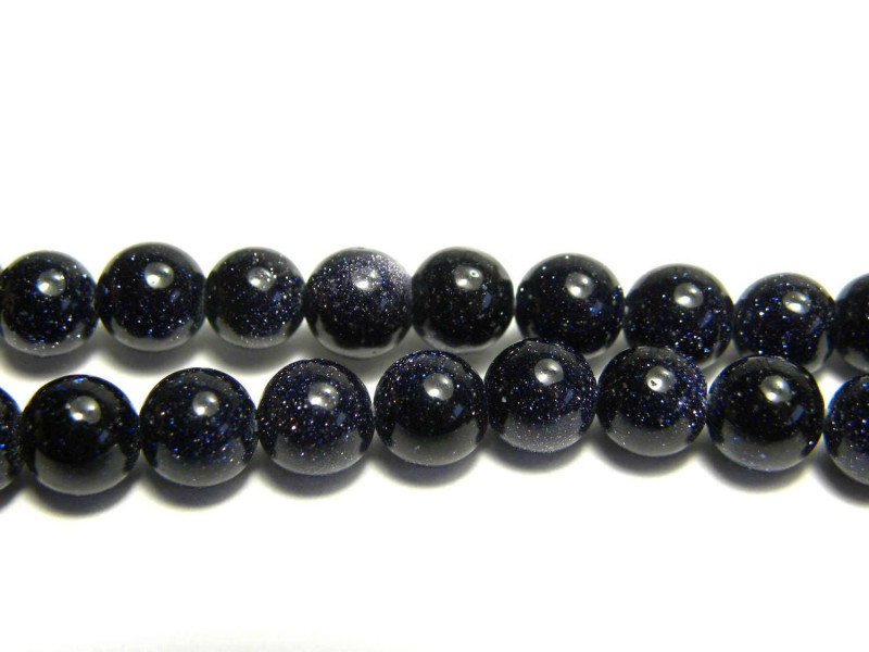 6 mm Round Polished Blue Goldstone Gemstone Beads