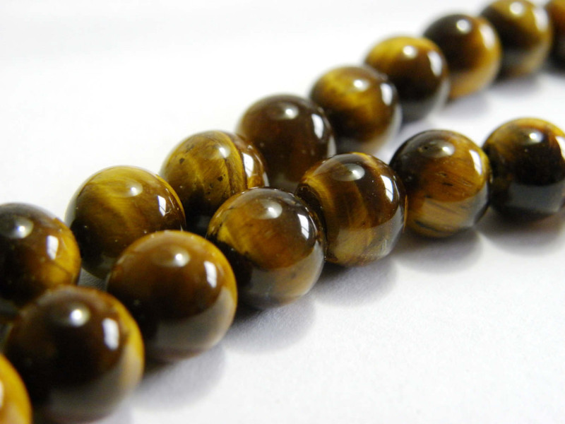 6 mm Round Tiger Eye Beads, Polished Gemstone Beads - Strand or 10 Beads