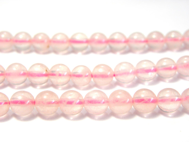 Runde natürliche Rosenquarzperlen, polierte Edelsteinperlen - 6mm - Strang oder 10 lose Perlen