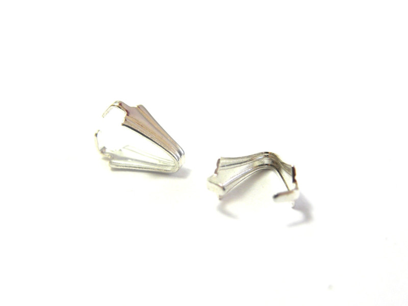 10x Klemm-Anhängerhalter 9 mm aus Messing - Versilbert