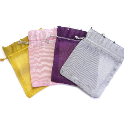 12.5 x 10 cm Deluxe Organza Gift Bags with Beads, Drawstring Bags (2 pc.) **Reduced**