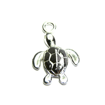 16 mm Solid Sterling Silver 925 Turtle Charm Pendant