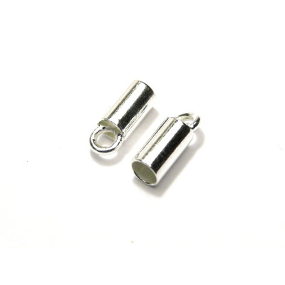 9 x 3.6 mm Sterling Silver 925 Cord Ends for 3 mm Cord - End caps with loop (2 or 10 Pc.)