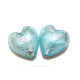 20 mm Large Silver Foil Glass Heart Beads - 2 pc