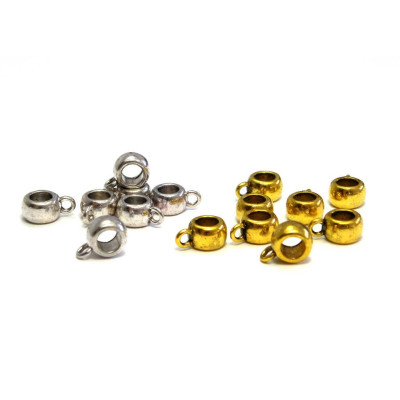 11.5 mm Round European Style Metal Charm Hangers for Round Cords - Spacer Beads - Antique Silver or Gold - 10 or 50 pc
