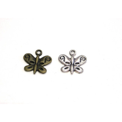 Vintage Created for You Butterfly Alloy Charm 12mm - Antique Gold or Antique Silver (pack of 5)
