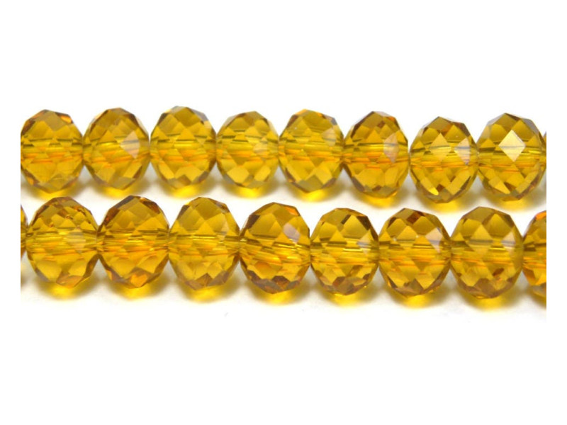 Facettierte Glas Briolette Perlen, Rondelle 8mm - Topas