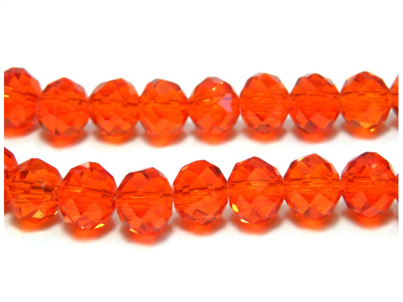 8 mm (0.3 inch) Faceted Flat Round Glass Beads (Rondelle Beads) - Hyacinth Orange