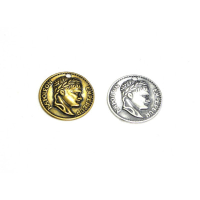 16 mm Trinity Brass Coin Charm, Coin Pendant - Antique Gold or Antique Silver (pack of 2)