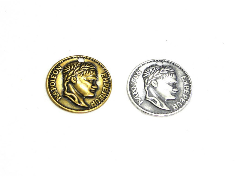 16 mm Trinity Brass Coin Charm, Coin Pendant - Antique Gold or Antique Silver (pack of 2)