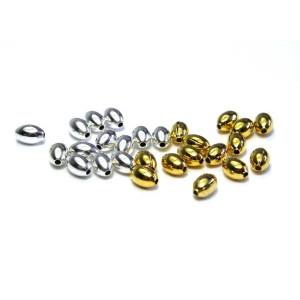 4 mm Plated Oval Rice Shaped Metal Spacer Beads - ...