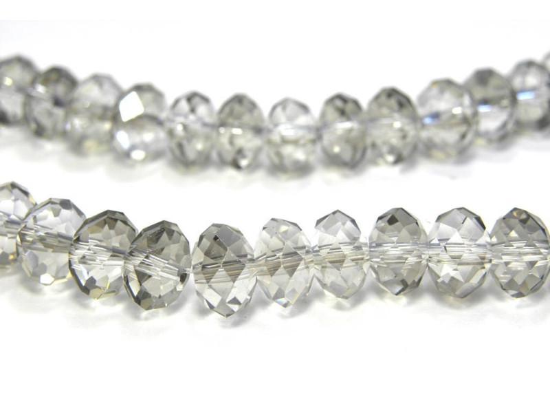 Facettierte Glas Briolette Perlen, Glasrondelle 8mm - Black Diamond