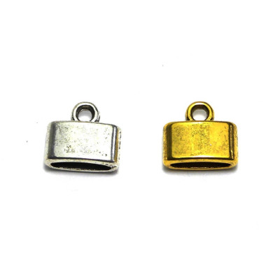 11.5 mm Tibetan Style Glue-In Terminators, Cords Ends for Flat Flat Ribbon - Antique Gold or Antique Silver - 10 or 50 pc.
