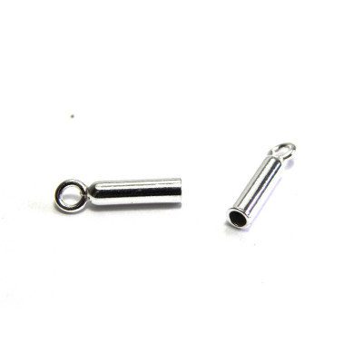2 St. Sterling Silber 925 Endkappen, Endstücke  12,8 x 2,5 mm für 1,8 mm Kordeln