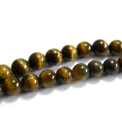 Kleine runde Tigeraugen-Perlen, polierte Edelsteinperlen - 4 mm - Strang oder lose Perlen