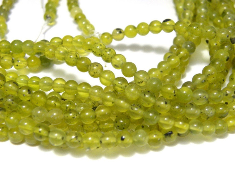 4 mm Small Round Natural Peridot Real Gemstone Beads (Strand or Loose)