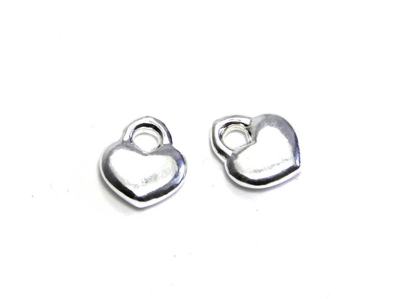 Sterlingsilber Herz Charm, Herz Anhänger mit geschlossener Öse 9 mm