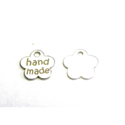 8 mm Sterling Silver 925 Flower Charm Pendant - Hand Made - Flower Tag - 2 pc.