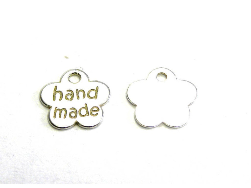 925 Sterlingsilber "Handmade" Blumen-Charm Anhänger 8 mm - 2 Stück