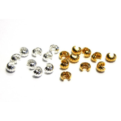 4 mm  The Bead Smith Corrugated Crimp Covers - Gold or Silver-Plated