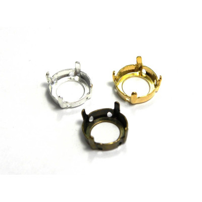 Round EfSa Sew-on Settings for Swarovski® 12 mm Rivoli Stones (1122) - Silver, Gold or Antique Gold (2 Pc.)
