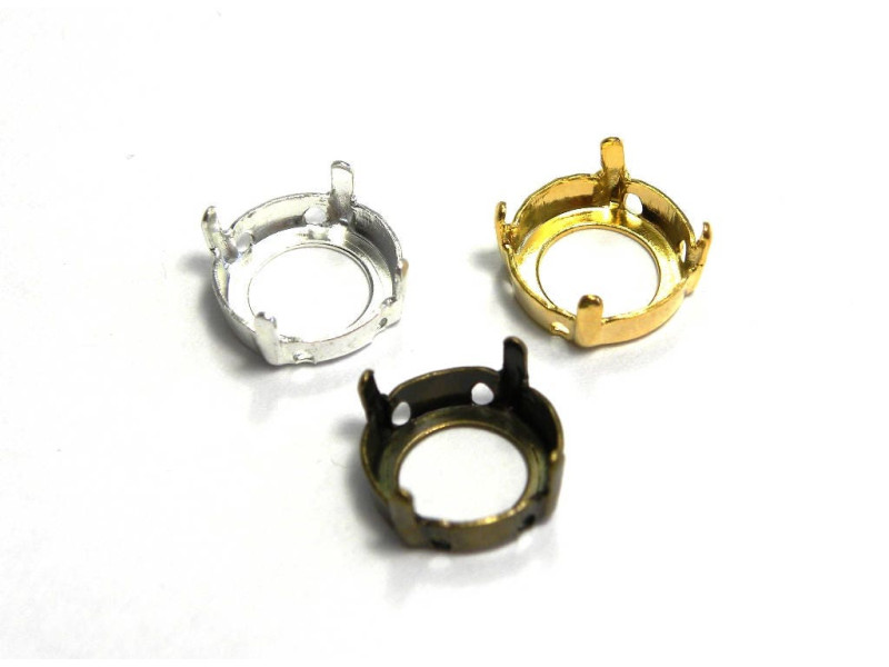 EfSa Runde Aufnähkessel für 12 mm Swarovski® Rivolis (1122) - Versilbert, Vergoldet oder Antikgold (2 Stk.)