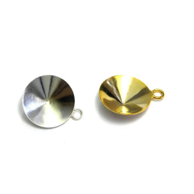 14 mm Round EfSa Pendant Settings for Swarovski® Rivoli Stones (1122) - Silver or Gold plated (2 pc)