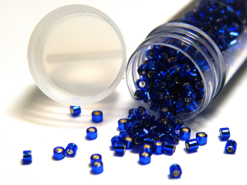 11/0 (1.6 x 1.3 mm) Miyuki Delica Japanese Seed Beads, Cylinder Seed Beads - Cobalt Silver Lined - DB 047 - 7.2 g Vial