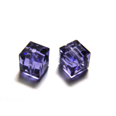 6 mm Swarovski® 5601 Cube - Genuine Austrian Crystal (4 Pc.) - TANZANITE