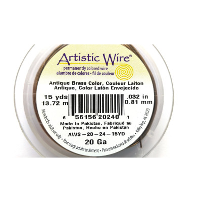 Beadalon Artistic Wire Schmuckdraht - 0,8 mm x 14 m (20 GA) - Antikmessing mit Anlaufschutz