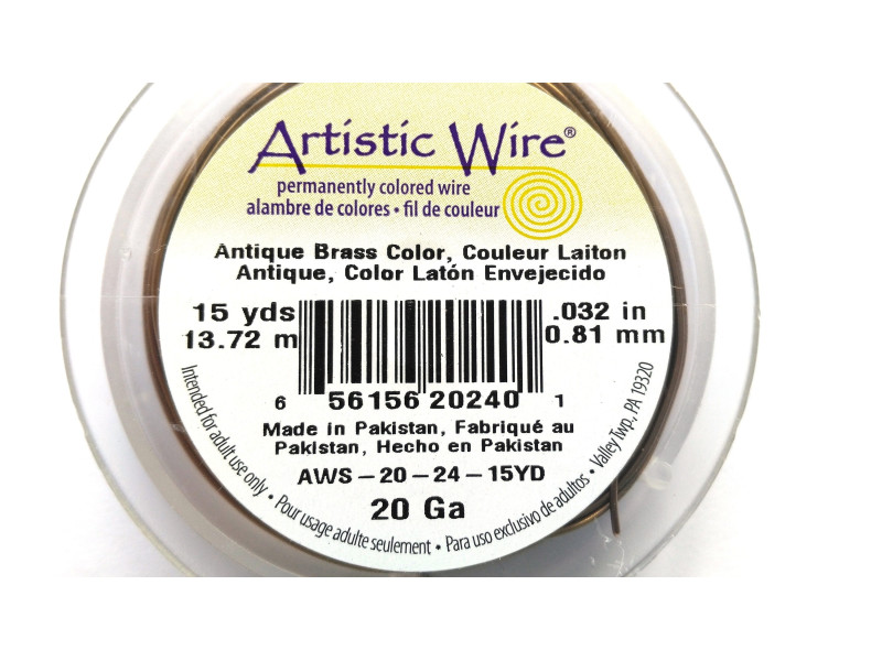Beadalon Artistic Wire Schmuckdraht - 0,8 mm x 14 m (20 GA) - Antikmessing mit Anlaufschutz