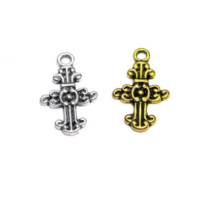 Medieval Cross Metal Alloy Charm, Large Cross Pendant 24 mm - Antique Gold or Silver - Pack of 10 or 30