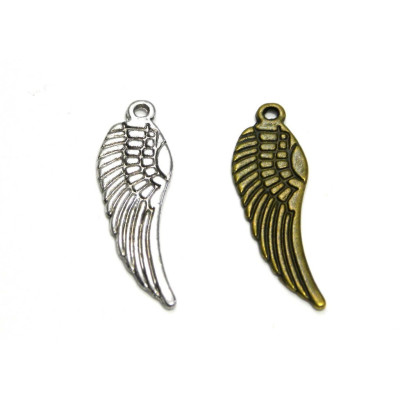 30 mm Large Angel Wing Charm Pendant - Antique Gold or Silver