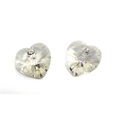 14 mm Swarovski® Heart Pendant (6228/6202) - Genuine Austrian Crystal - Crystal Silver Shade (2 Pc.)