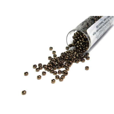 8,5 gr Röhrchen Runde Miyuki Perlen, Rocailles 11/0 (2 mm) - Metallic Chocolate - Farbnr. 9461