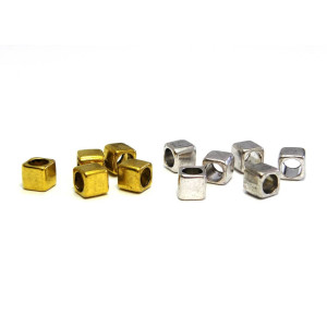 6 mm European Style Metal Cube Beads 6mm with Larg... 6 mm European Style Metal Cube Beads 6mm with Larg...
