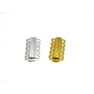 33 mm Large Rectangular 5-Row Magnetic Clasp - Gol...