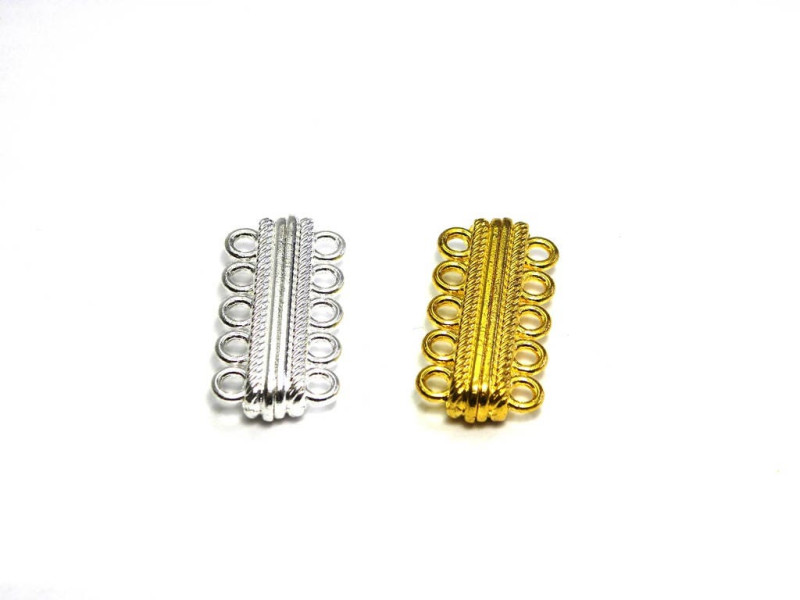 Großer rechteckiger 5-reihiger Magnetverschluss - Gold oder Silber