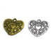 18 mm Large Vintage Heart Pendant, Large Heart Charm - Antique Silver or Antique Gold - 2 pc