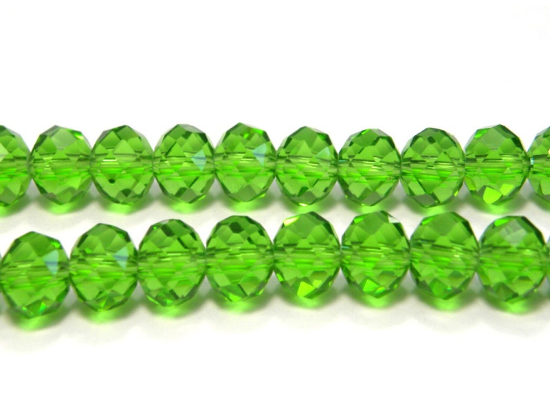 Facettierte Glas Briolette Perlen, Rondelle 8mm - Peridot