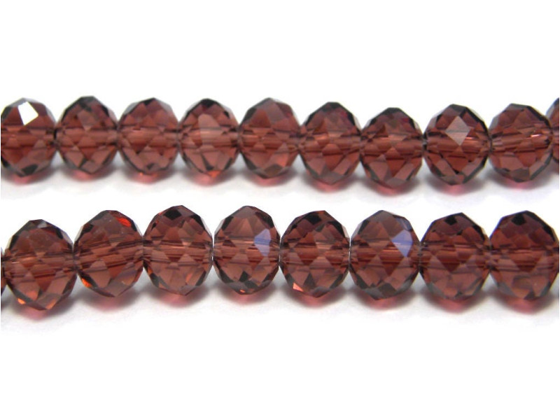 8 mm (0.3 inch) Faceted Flat Round Glass Beads (Rondelle Beads) - Amethyst