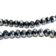 6 mm Faceted Flat Round Glass Beads (Rondelle Beads) - Metallic Haematite-Grey